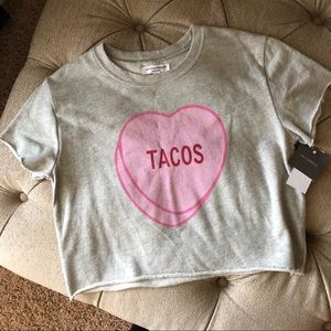 Cropped tacos conversation heart sweatshirt